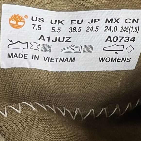 Timberland Peep Toe Leather Boots Women's SZ 7.5 Heeled Booties Glance Brown Zip - Picture 7 of 7